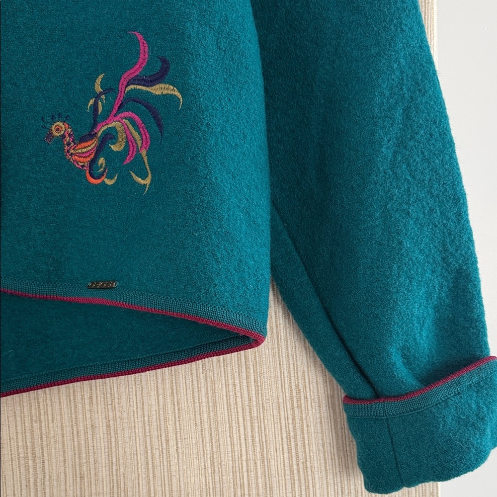 Geiger Elegant green Embroidered boil wool Women's jacket size 40 - Picture 6 of 11